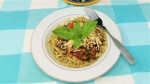 Mushroom Basil Pasta with Edamame-1