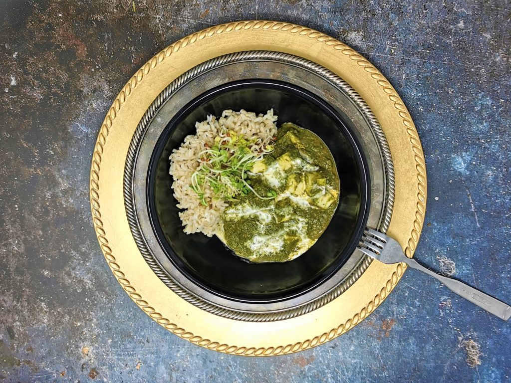 Spinach with Indian Cottage Cheese (Palak Paneer)