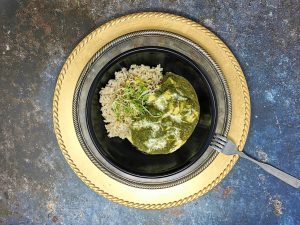 Spinach with Indian Cottage Cheese (Palak Paneer)